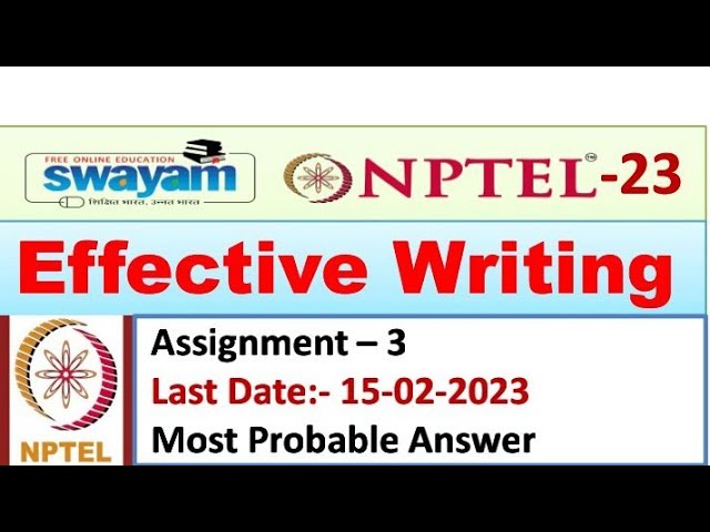 Effective Writing | Assignment 2 | Most Probable Answer | Nptel 2023 # Assignment #Nptel - Youtube